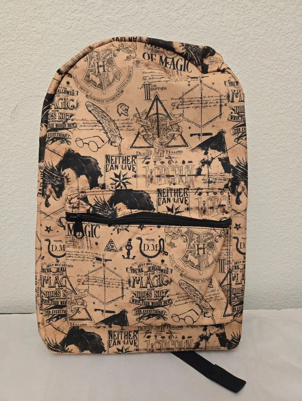 Harry Potter Ministry Of Magic Backpack 17x11x5 Orange & Black Adj Straps